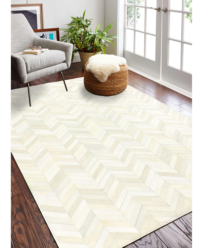 Bashian Cowhide Fie-01 White 4' x 6' Area Rug