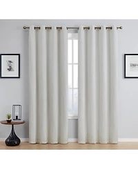 Hlc.me Siena Pattern 100% Complete Blackout Thermal Insulated Double Layer Window Curtain Grommet Panels for Living Room & Bedroom