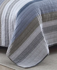 Nautica Galewood Beige Cotton Reversible 3-Piece Quilt Set