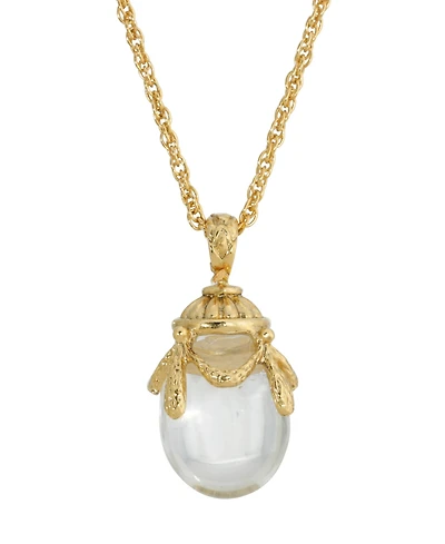 2028 14K Gold Plated Clear Glass Egg Pendant Necklace