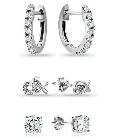 Giani Bernini 3-Pc. Set Cubic Zirconia Hoop & Stud Earrings in Sterling Silver, Created for Macy's