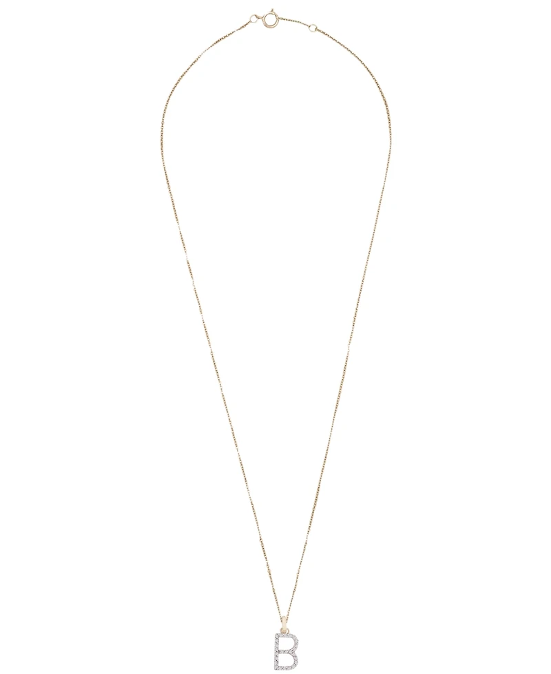 Diamond Initial Pendant Necklace (1/10 ct. t.w.) in 14k Gold, 17" + 1" Extender