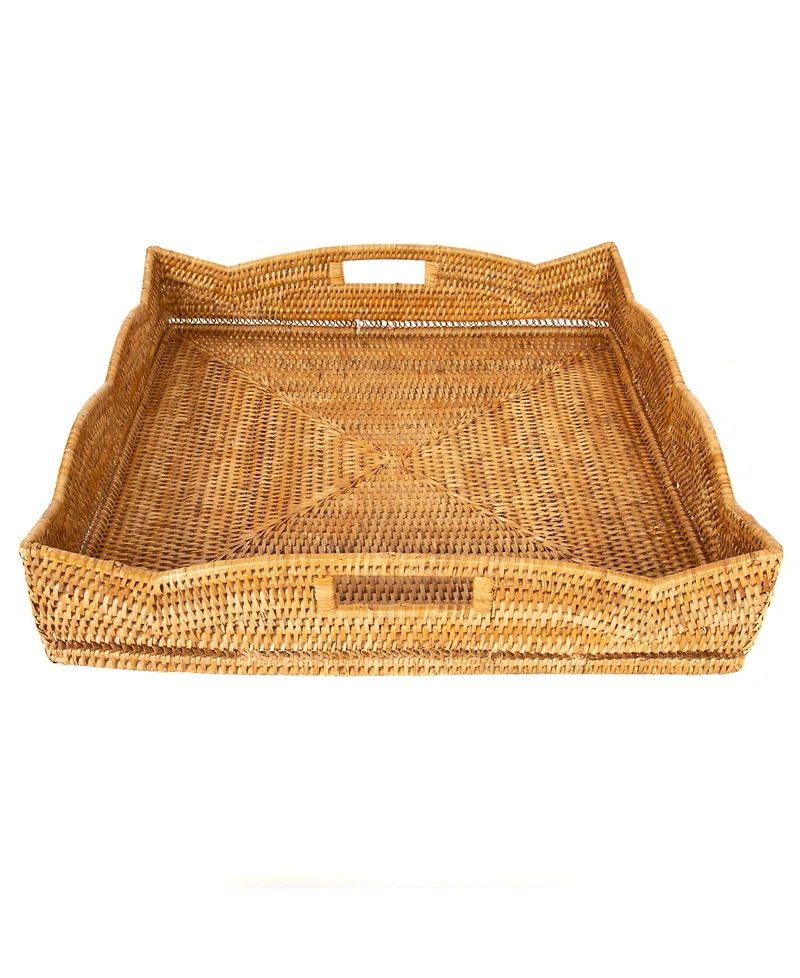 Artifacts Trading Company Rattan Scallop Collection Square Tray