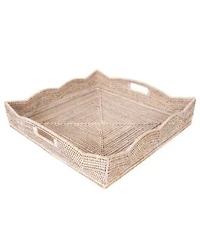 Artifacts Trading Company Artifacts Rattan Scallop Collection Square Tray