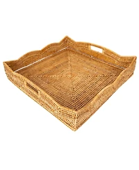 Artifacts Trading Company Rattan Scallop Collection Square Tray
