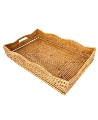 Artifacts Trading Company Rattan Scallop Collection Rectangular Tray