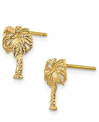 Palm Tree Stud Earrings in 14k Gold