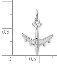 Airplane Charm Pendant in 14k White Gold