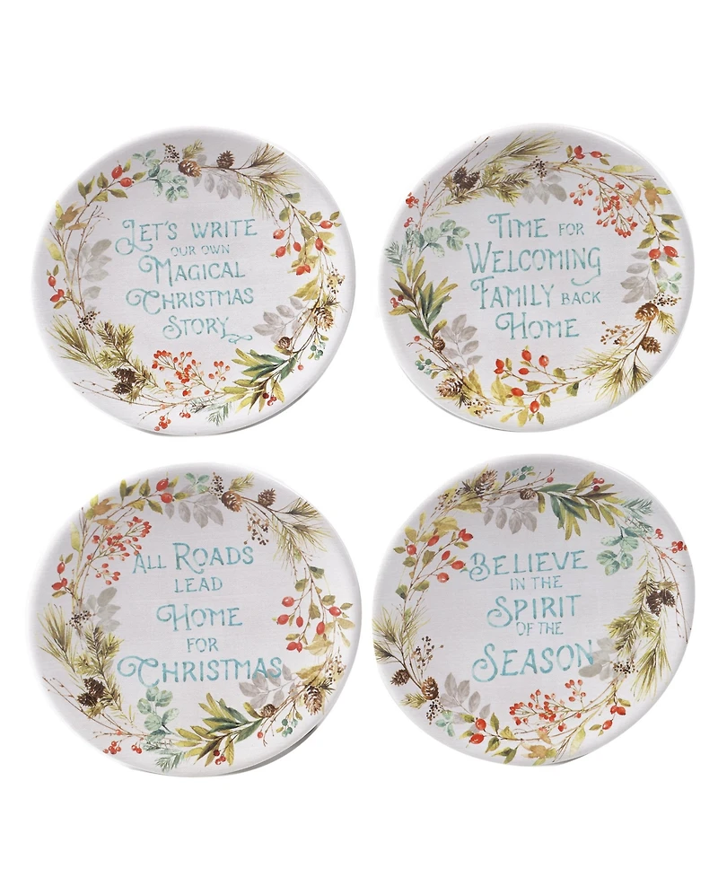 Certified International Christmas Story 4 Piece Canape Plate