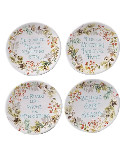 Certified International Christmas Story 4 Piece Canape Plate