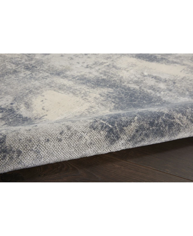 Nourison Home Rustic Textures RUS02 Blue and Ivory 3'11" x 5'11" Area Rug