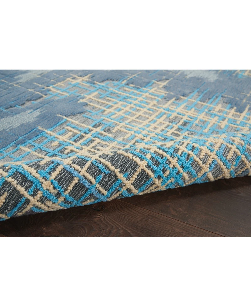 Nourison Home Symmetry SMM08 Blue and Beige 3'9" x 5'9" Area Rug