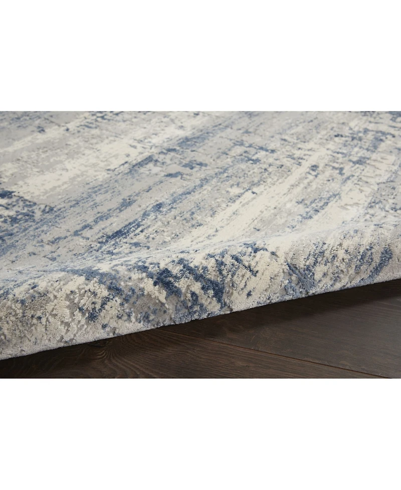 Nourison Home Rustic Textures RUS10 Ivory and Blue 3'11" x 5'11" Area Rug