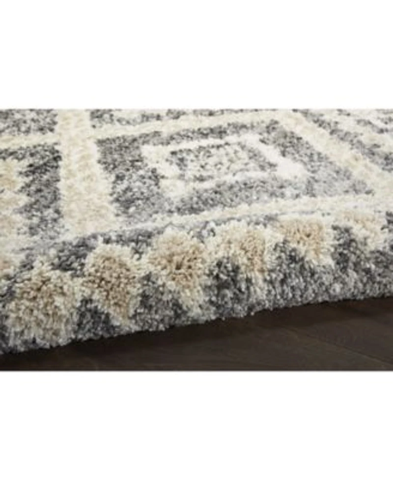 Nourison Home Oslo Shag Osl02 Gray Ivory Rug