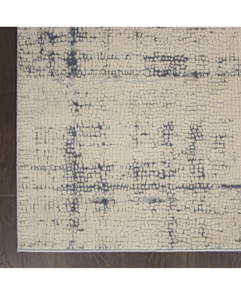 Nourison Home Rustic Textures RUS06 Ivory and Blue 3'11" x 5'11" Area Rug