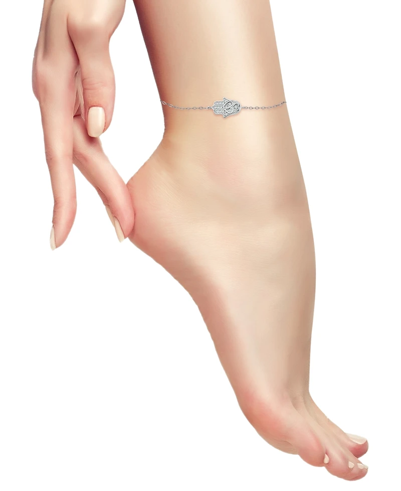 Giani Bernini Cubic Zirconia Hamsa Hand Ankle Bracelet, Created for Macy's