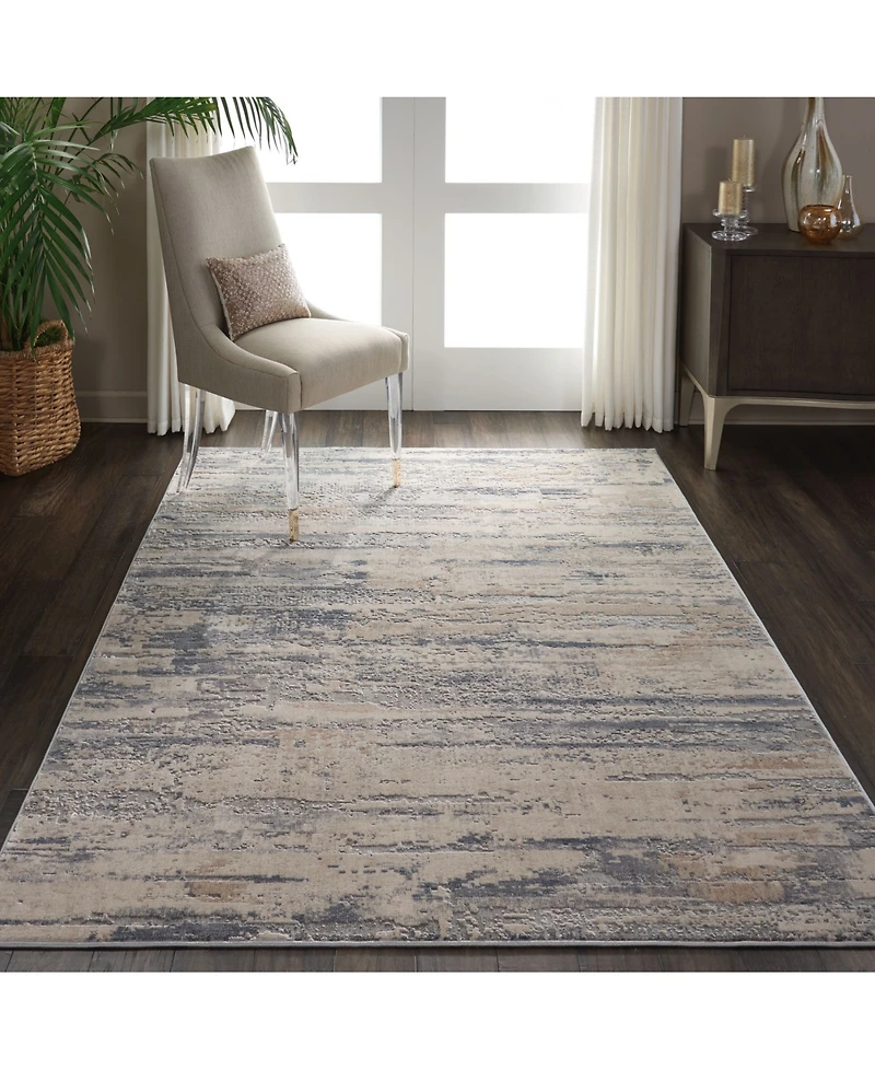 Nourison Home Rustic Textures RUS04 Beige and Gray 3'11" x 5'11" Area Rug