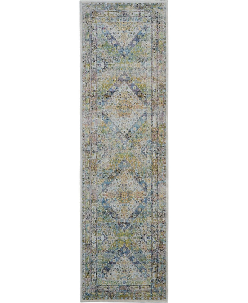 Nourison Home Ankara Global ANR07 Blue and Green 2' x 6' Runner Rug