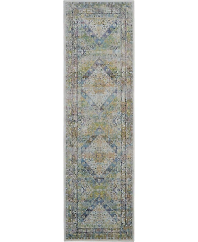 Nourison Home Ankara Global ANR07 Blue and Green 2' x 6' Runner Rug