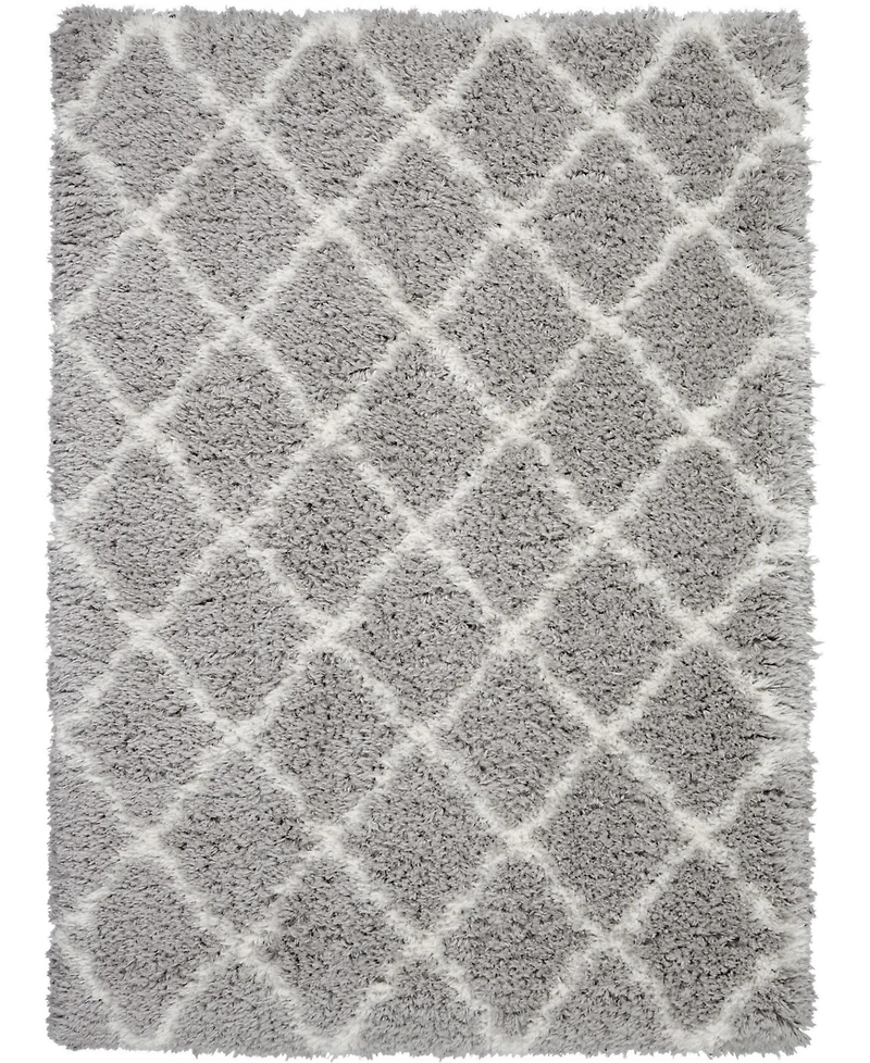 Nourison Home Luxe Shag LXS02 Gray and Ivory 8'2" x 10' Area Rug