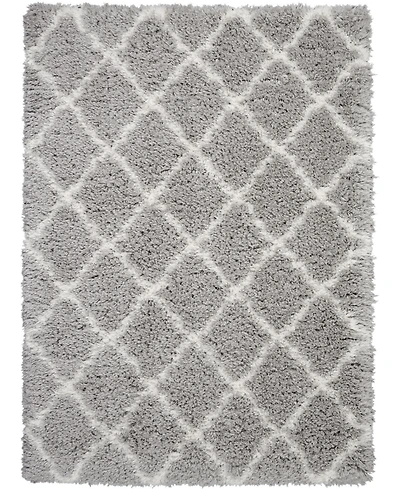 Nourison Home Luxe Shag LXS02 Gray and Ivory 8'2" x 10' Area Rug