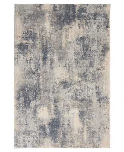 Nourison Home Rustic Textures RUS02 Blue and Ivory 5'3" x 7'3" Area Rug