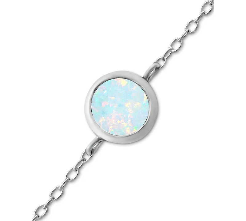 Giani Bernini Lab-Grown Opal Ankle Bracelet (Also Cubic Zirconia), Created for Macy's