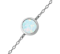 Giani Bernini Lab-Grown Opal Ankle Bracelet (Also Cubic Zirconia), Created for Macy's