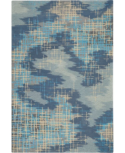 Nourison Home Symmetry SMM08 Blue and Beige 3'9" x 5'9" Area Rug