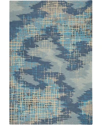 Nourison Home Symmetry SMM08 Blue and Beige 3'9" x 5'9" Area Rug