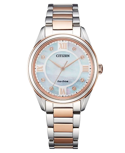 Citizen Eco-Drive Women's Arezzo Diamond-Accent Two-Tone Stainless Steel Bracelet Watch 32mm