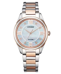 Citizen Eco-Drive Women's Arezzo Diamond-Accent Two-Tone Stainless Steel Bracelet Watch 32mm