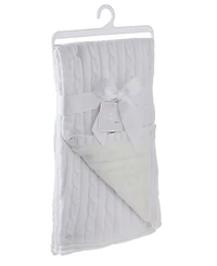 Tots Fifth Avenue Baby Boys and Girls Cable Knit Sherpa Blanket