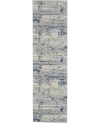 Nourison Home Rustic Textures RUS10 Ivory and Blue 2'2" x 7'6" Runner Rug