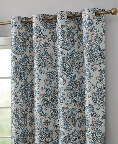 Hlc.me Amalfi Paisley Faux Silk 100% Blackout Room Darkening Thermal Lined Curtain Grommet Panels