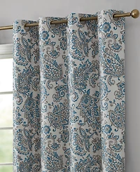 Hlc.me Amalfi Paisley Faux Silk 100% Blackout Room Darkening Thermal Lined Curtain Grommet Panels