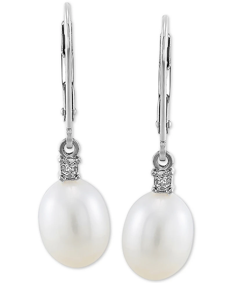 Cultured Freshwater Pearl Earrings (8mm) 10k Gold & White