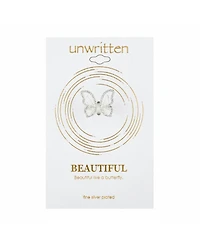 Unwritten Crystal Open Butterfly Ring Silver Plate or Gold Flash