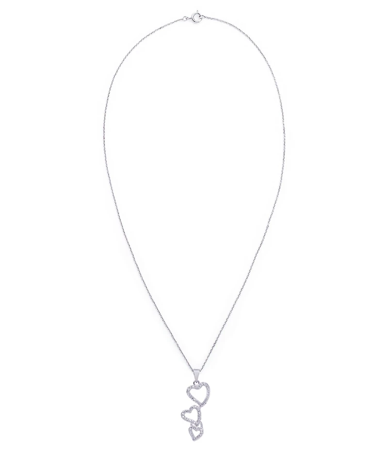 Macy's Diamond Accent Silver-plated Triple Heart Pendant Necklace