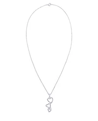 Macy's Diamond Accent Silver-plated Triple Heart Pendant Necklace