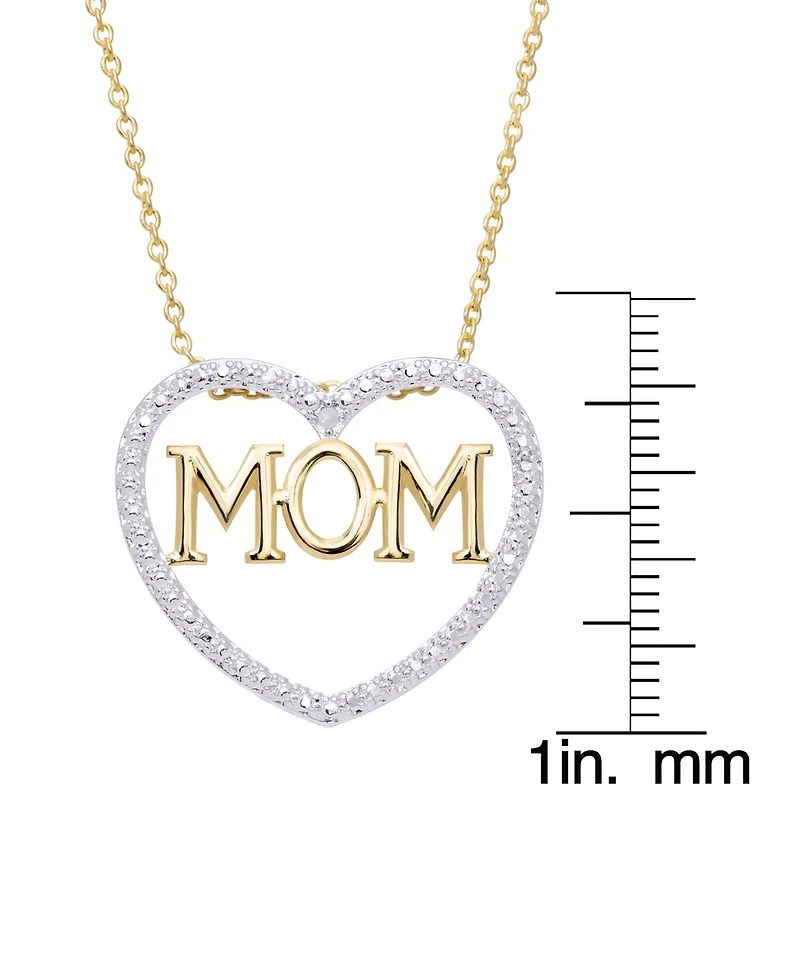 Macy's Diamond Accent Gold-plated Mom Heart Pendant Necklace