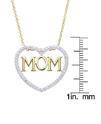 Macy's Diamond Accent Gold-plated Mom Heart Pendant Necklace