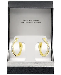 And Now This Crystal Small Crossover Hoop Earrings, 0.95" Silver Plate or Gold