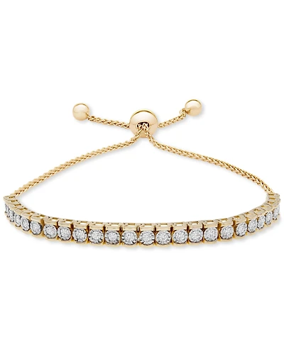 Diamond Row Bolo Bracelet (3/4 ct. t.w.) in Sterling Silver or 14k Gold-Plated Sterling Silver