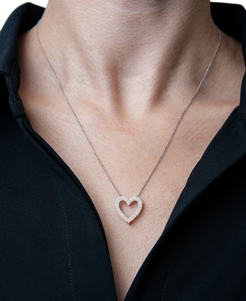 Diamond Heart 18" Pendant Necklace (1/10 ct. t.w.) in Sterling Silver