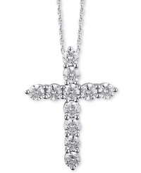 Diamond Cross 18" Pendant Necklace (3 ct. t.w.) in 14k White Gold