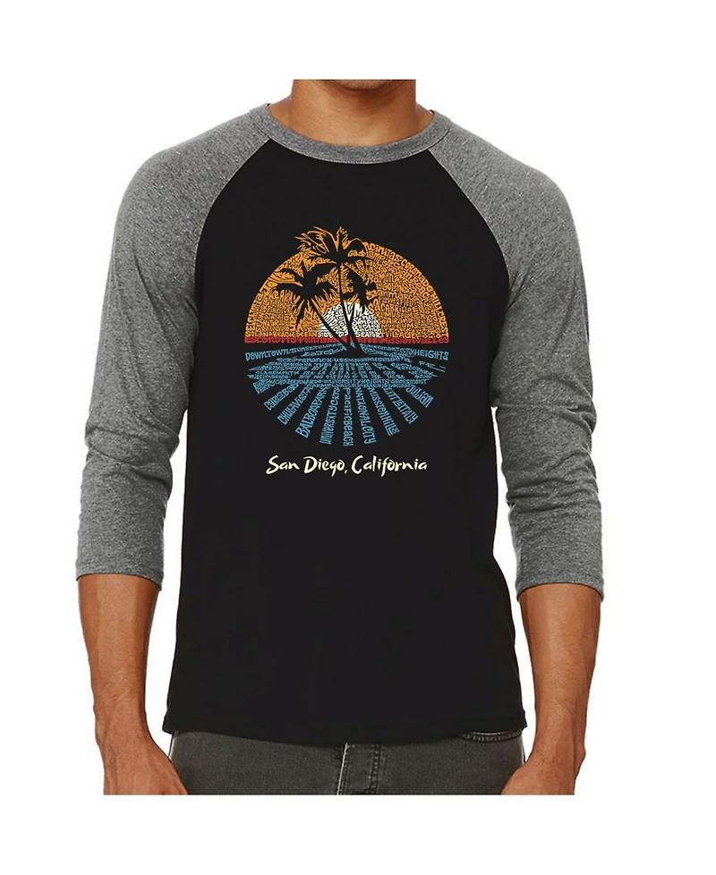 La Pop Art Cities San Diego Men's Raglan Word T-shirt