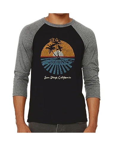 La Pop Art Cities San Diego Men's Raglan Word T-shirt