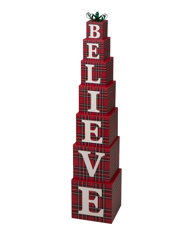Glitzhome Wooden Double-Sided "Believe" Porch Decor