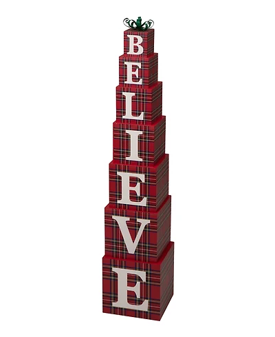 Glitzhome Wooden Double-Sided "Believe" Porch Decor
